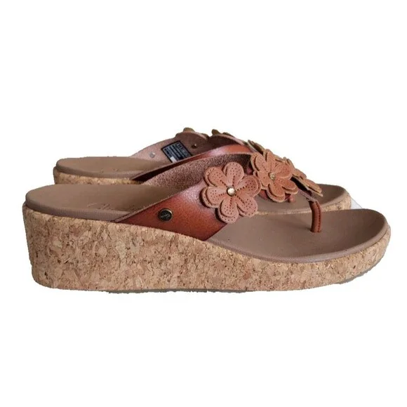 Skechers Women's Sz 8 Cali Arch Fit Beverlee Floral Thong Sandals Brown A677220 - Picture 5 of 11